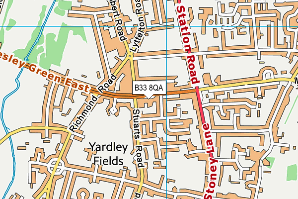 B33 8QA map - OS VectorMap District (Ordnance Survey)