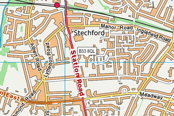 B33 8QL map - OS VectorMap District (Ordnance Survey)