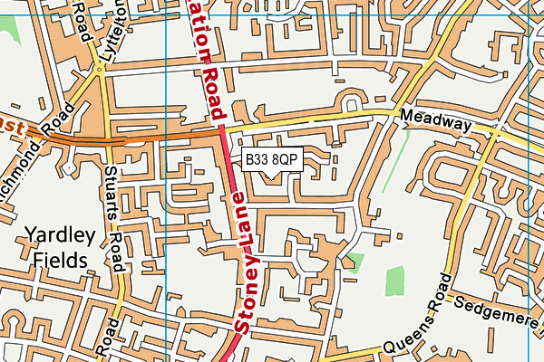 B33 8QP map - OS VectorMap District (Ordnance Survey)