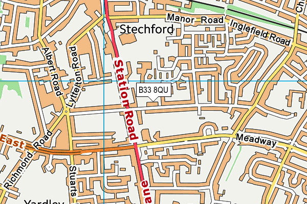 B33 8QU map - OS VectorMap District (Ordnance Survey)
