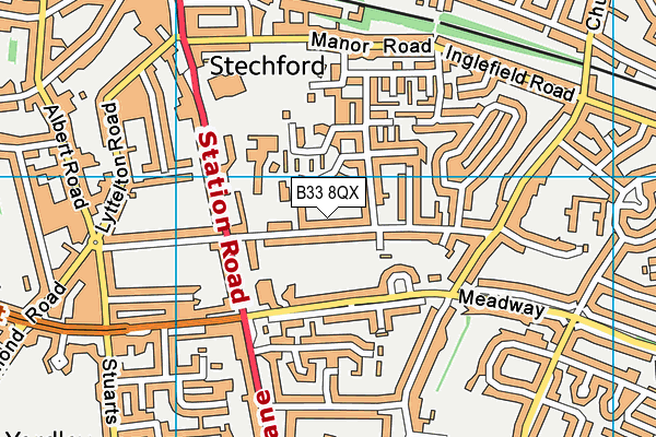 B33 8QX map - OS VectorMap District (Ordnance Survey)
