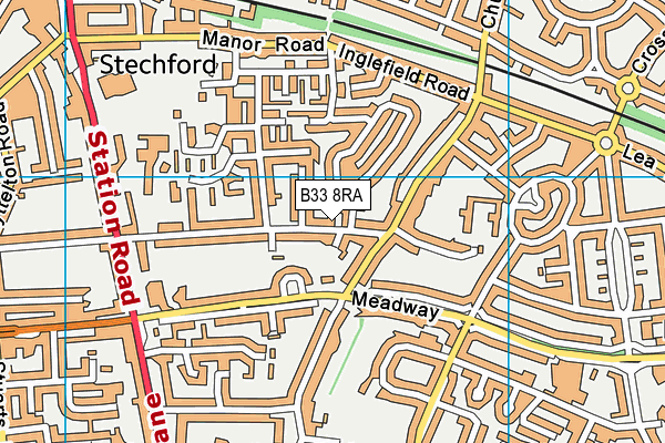 B33 8RA map - OS VectorMap District (Ordnance Survey)