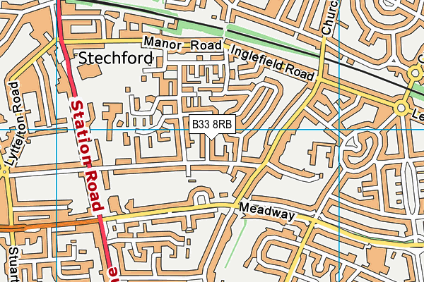 B33 8RB map - OS VectorMap District (Ordnance Survey)