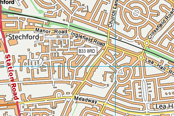 B33 8RD map - OS VectorMap District (Ordnance Survey)
