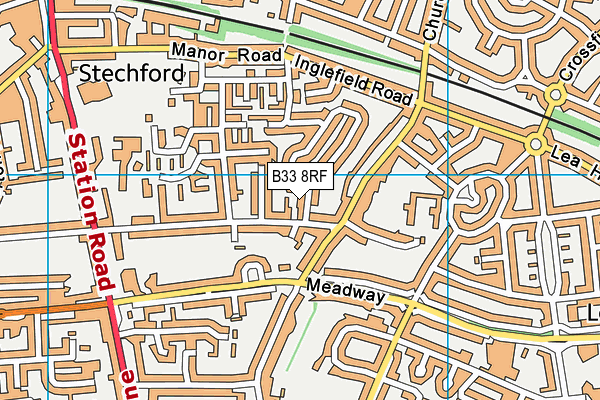 B33 8RF map - OS VectorMap District (Ordnance Survey)