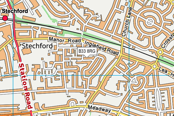 B33 8RG map - OS VectorMap District (Ordnance Survey)