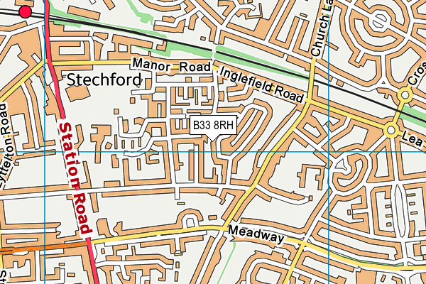 B33 8RH map - OS VectorMap District (Ordnance Survey)