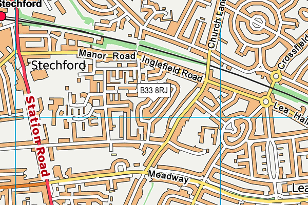 B33 8RJ map - OS VectorMap District (Ordnance Survey)