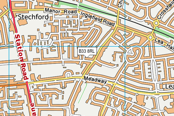 B33 8RL map - OS VectorMap District (Ordnance Survey)