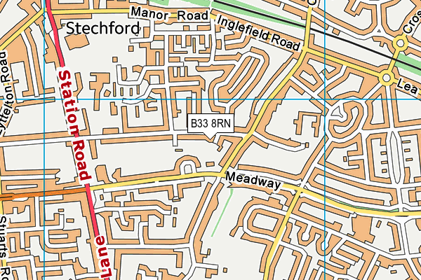 B33 8RN map - OS VectorMap District (Ordnance Survey)