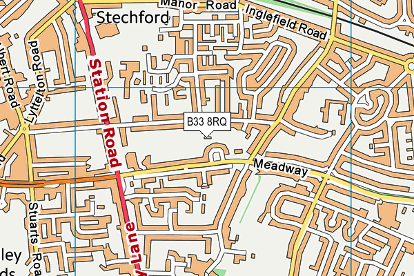 B33 8RQ map - OS VectorMap District (Ordnance Survey)