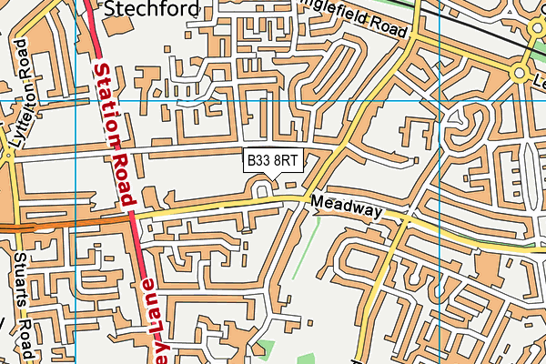 B33 8RT map - OS VectorMap District (Ordnance Survey)