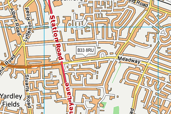 B33 8RU map - OS VectorMap District (Ordnance Survey)