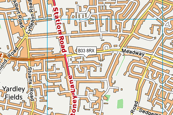 B33 8RX map - OS VectorMap District (Ordnance Survey)