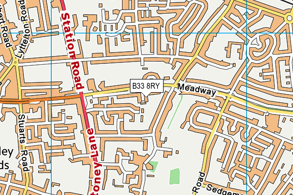 B33 8RY map - OS VectorMap District (Ordnance Survey)