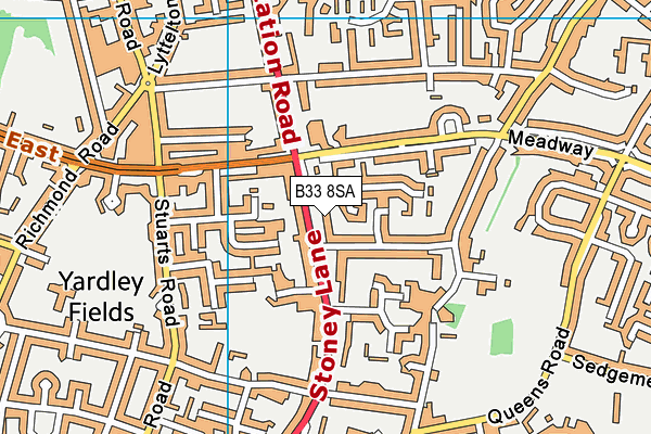 B33 8SA map - OS VectorMap District (Ordnance Survey)