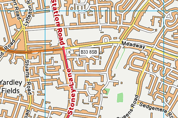 B33 8SB map - OS VectorMap District (Ordnance Survey)