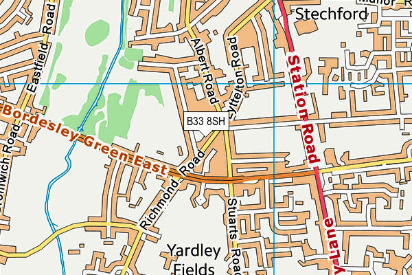 B33 8SH map - OS VectorMap District (Ordnance Survey)