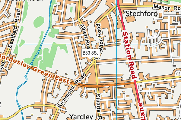 B33 8SJ map - OS VectorMap District (Ordnance Survey)