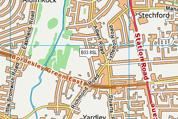 B33 8SL map - OS VectorMap District (Ordnance Survey)