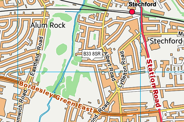 B33 8SR map - OS VectorMap District (Ordnance Survey)