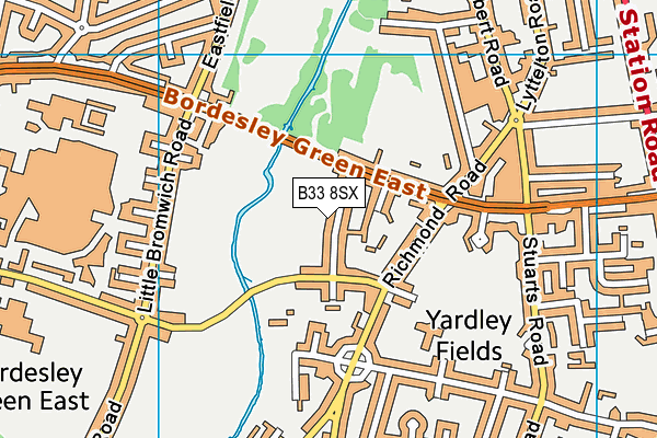 B33 8SX map - OS VectorMap District (Ordnance Survey)