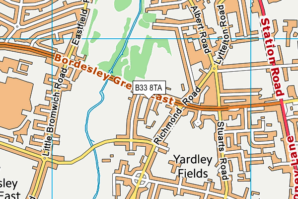 B33 8TA map - OS VectorMap District (Ordnance Survey)