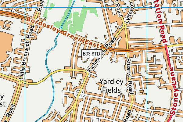 B33 8TD map - OS VectorMap District (Ordnance Survey)