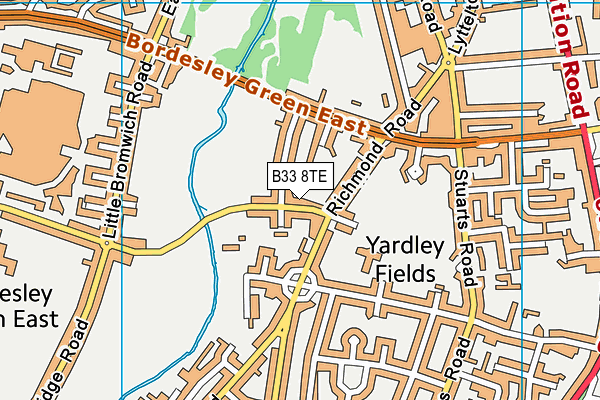 B33 8TE map - OS VectorMap District (Ordnance Survey)