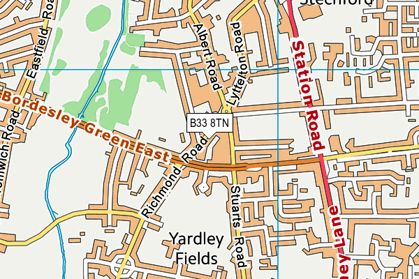 B33 8TN map - OS VectorMap District (Ordnance Survey)