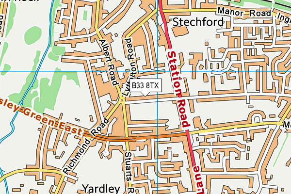 B33 8TX map - OS VectorMap District (Ordnance Survey)
