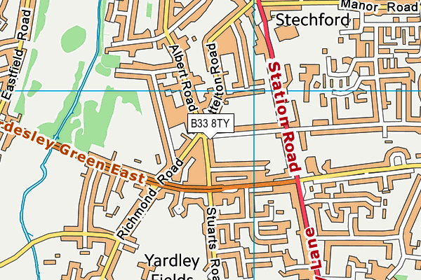 B33 8TY map - OS VectorMap District (Ordnance Survey)