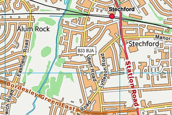 B33 8UA map - OS VectorMap District (Ordnance Survey)