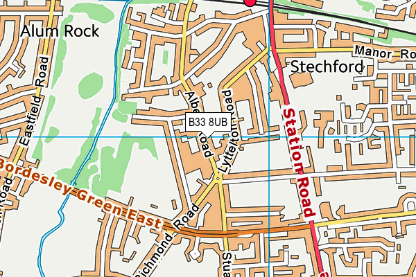 B33 8UB map - OS VectorMap District (Ordnance Survey)