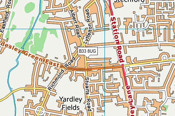 B33 8UG map - OS VectorMap District (Ordnance Survey)