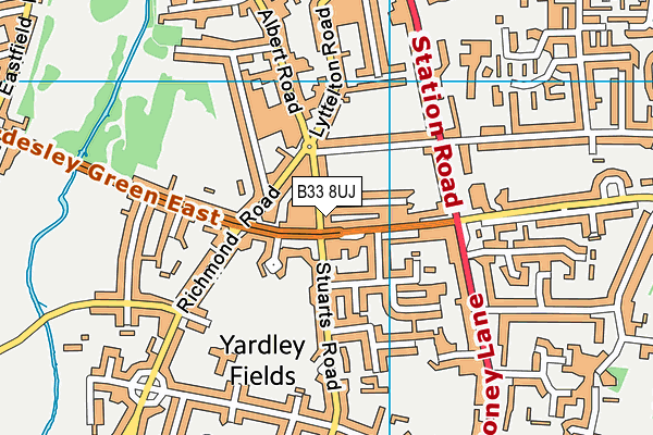 B33 8UJ map - OS VectorMap District (Ordnance Survey)