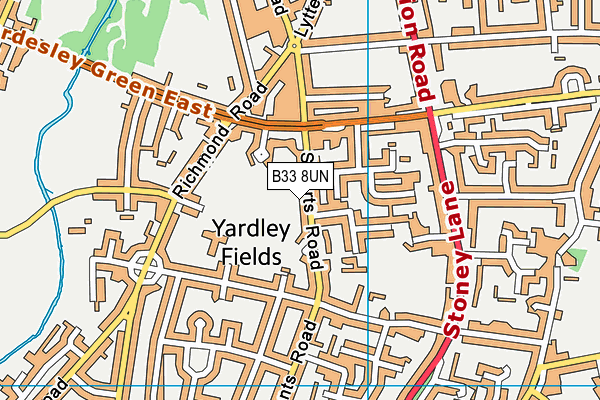 B33 8UN map - OS VectorMap District (Ordnance Survey)