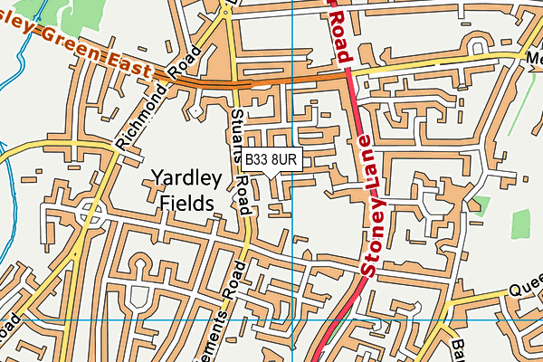 B33 8UR map - OS VectorMap District (Ordnance Survey)