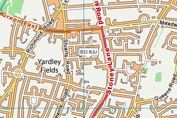 B33 8UU map - OS VectorMap District (Ordnance Survey)