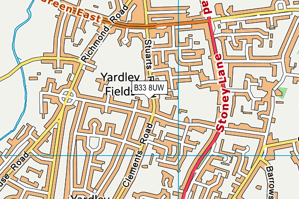 B33 8UW map - OS VectorMap District (Ordnance Survey)