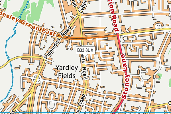 B33 8UX map - OS VectorMap District (Ordnance Survey)