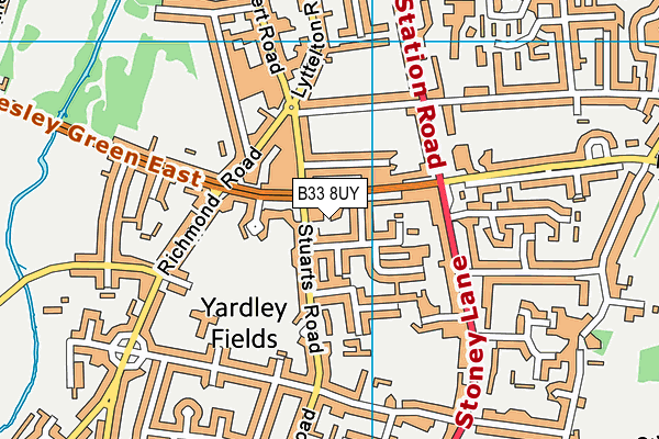 B33 8UY map - OS VectorMap District (Ordnance Survey)