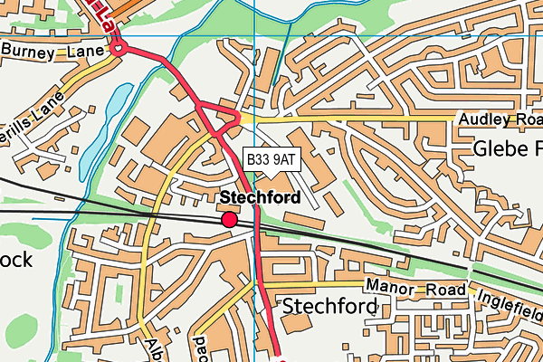 B33 9AT map - OS VectorMap District (Ordnance Survey)