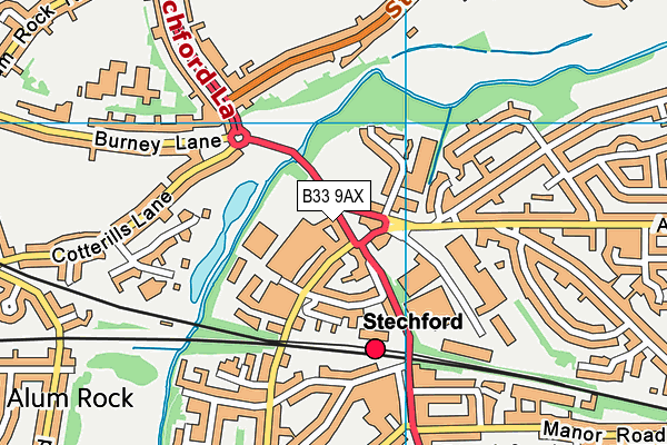 B33 9AX map - OS VectorMap District (Ordnance Survey)