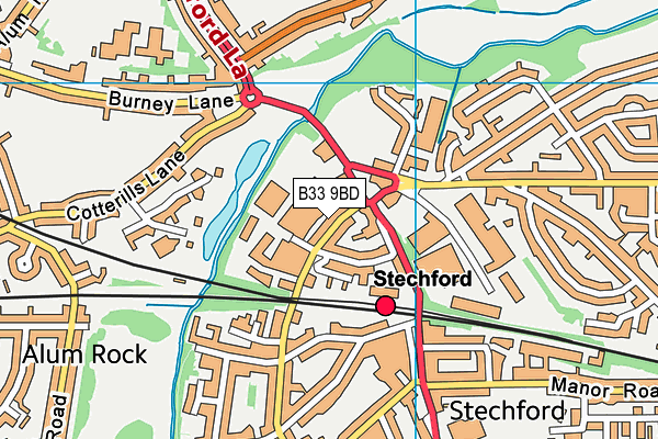 B33 9BD map - OS VectorMap District (Ordnance Survey)