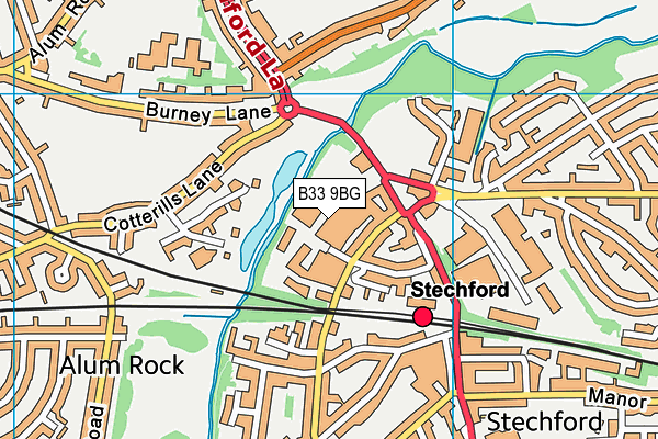 B33 9BG map - OS VectorMap District (Ordnance Survey)