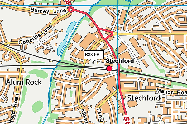 B33 9BL map - OS VectorMap District (Ordnance Survey)