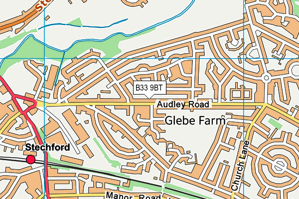 B33 9BT map - OS VectorMap District (Ordnance Survey)