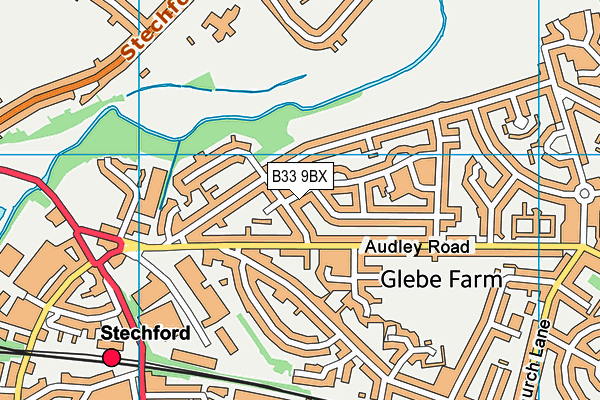 B33 9BX map - OS VectorMap District (Ordnance Survey)