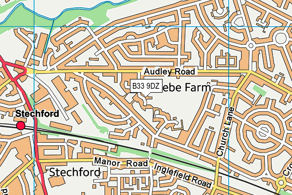 B33 9DZ map - OS VectorMap District (Ordnance Survey)